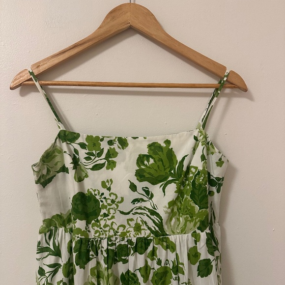 Reformation East Floral Print Cotton Blend Open Back Tiered Midi Dress | Size S - Picture 2 of 11